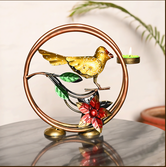Decorative Bird Candle Holder | Metal Bird Tea Light Stand for Table Decor & Home Decoration