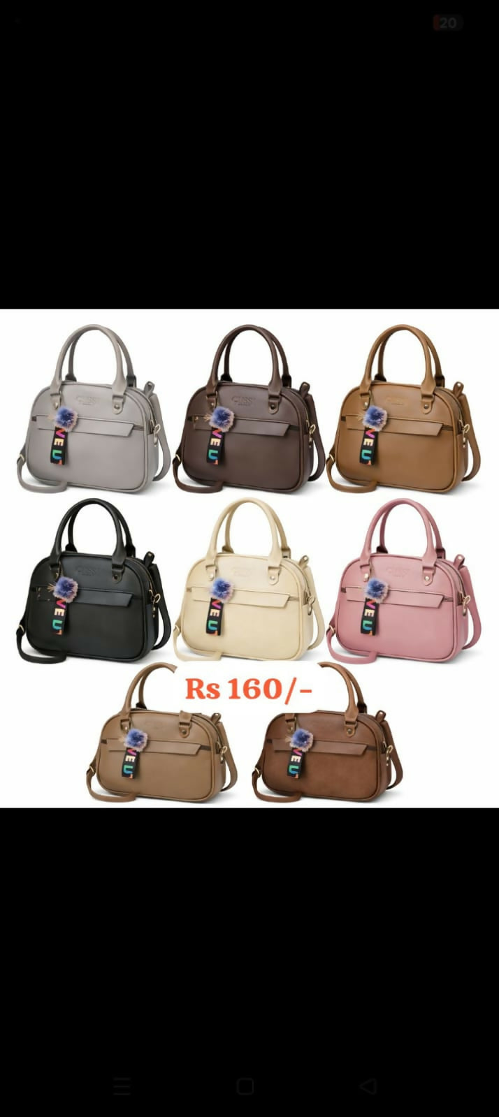 Fashion Women's Crossbody Handbag with Pom-Pom Charm