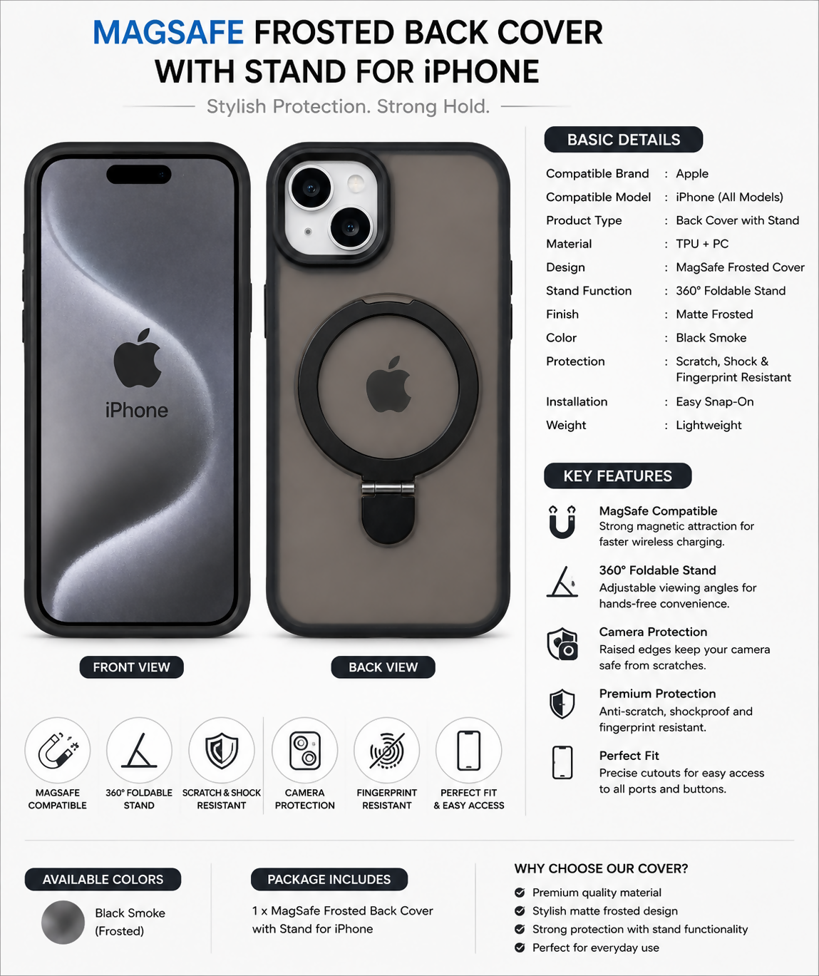 Back Cover for iPhone 13, iPhone 14 & iPhone 15 | Shockproof Silicone TPU Mobile Case | Stylish Protective Cover