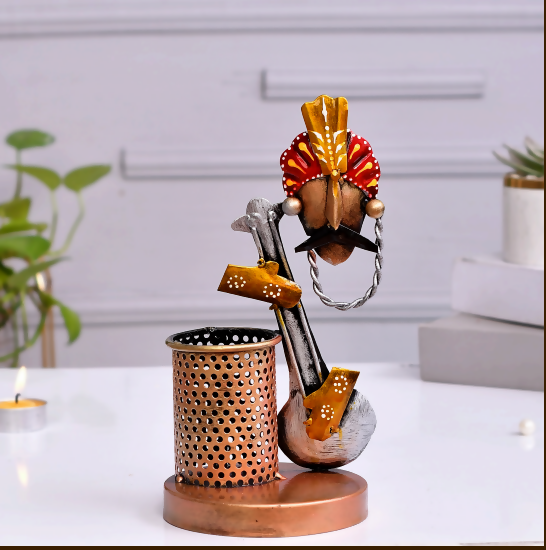 Rajasthani Lady Tea Light Holder | Handcrafted Metal Candle Stand for Table Decor & Home Decoration