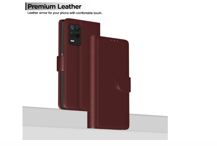 Realme 8 5G Premium Leather Flip Cover | Wallet Case with Card Slots | Magnetic Lock & Stand Feature