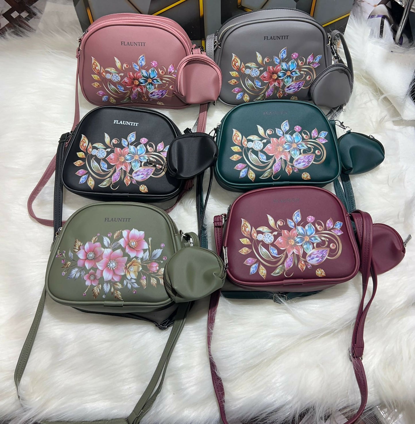Stylish Floral Crossbody Bag with Matching Coin Purse