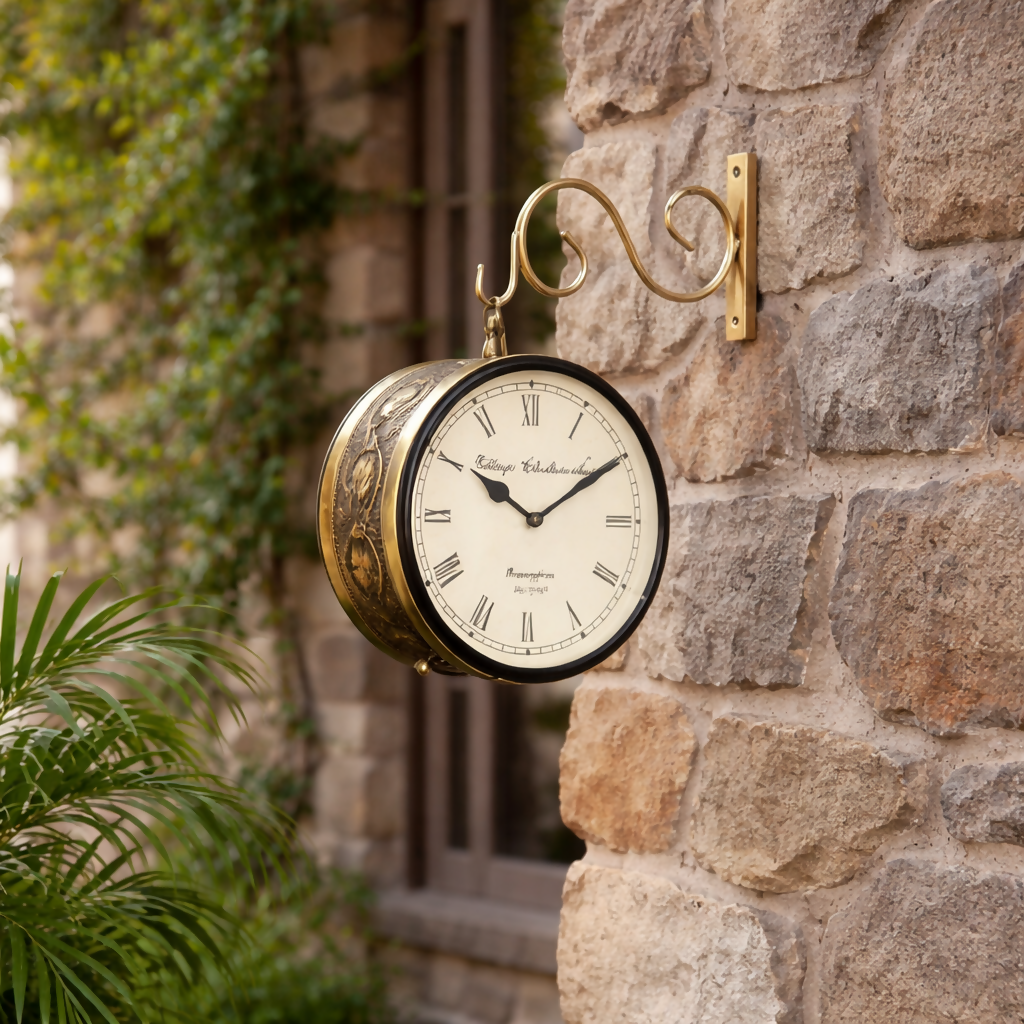 Retro Double Sided Wall Clock – Premium Antique Style Hanging Clock for Living Room
