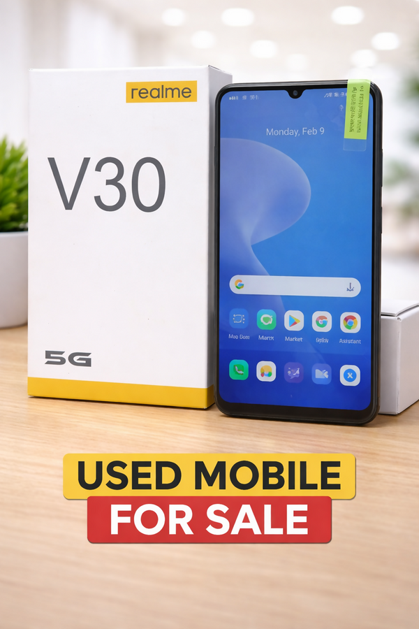 Realme V30 5G Black Color Used Mobile | Original Realme Smartphone | Pre-Owned & Fully Tested Device | Good Condition Used Phone | Best Budget 5G Android Mobile