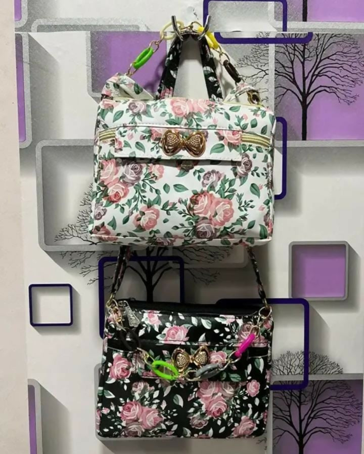 Women's Floral Print Handbag | Premium Fashion Shoulder Bag | Stylish Rose Pattern Ladies Handbag