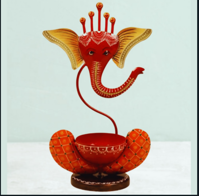 Handcrafted Ganesh Diya Stand – Decorative Pooja Lamp for Diwali & Festive Use