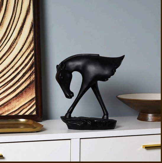 Minimalist Black Horse Figurine for Living Room Décor