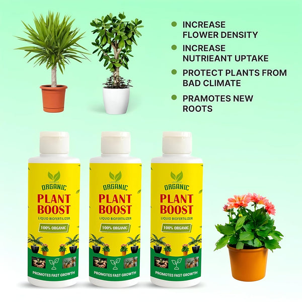 Plant Boost Enhancer Supplement Pack of 3 – Root Growth Enhancer & Nutrient Booster for Faster Plant Growth, Strong Roots & Healthy Flowering in Home Garden & Farm Plants