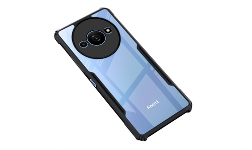 CEDO Redmi A3 / Redmi A3x / Poco C61 (4G) Back Case Cover | Camera Protection Shockproof Bumper-Edge | Acrylic Crystal Clear 360 Degree Protection TPU+PC | Transparent Eagle Back Case Cover (Black)