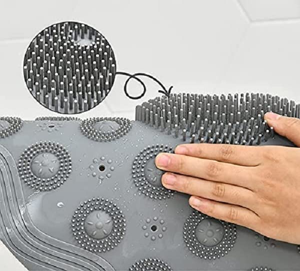 Bathroom Mat Non-Slip Suction Cup Round Silicone Bath Soft Shower Carpet