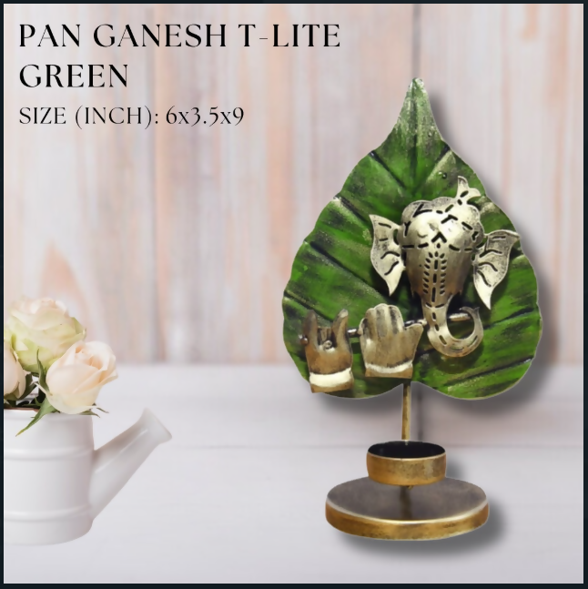 Elegant Ganesha Leaf Design Showpiece | Decorative Spiritual Home & Office Decor