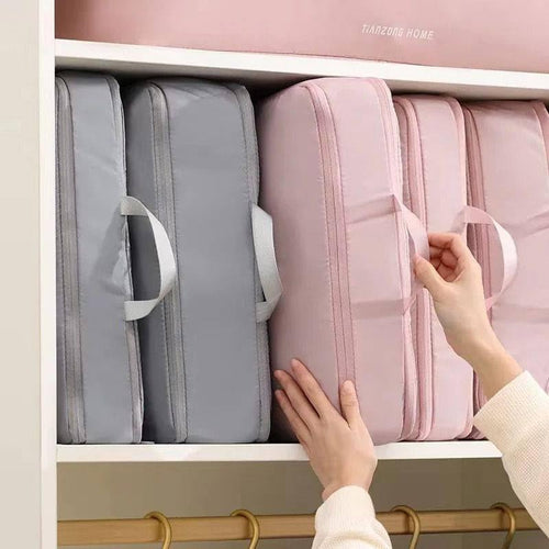Blanket Cover Bag Ultra Space Saving Self Compression Organizer Packing Cubes for Travel [Multicolor]