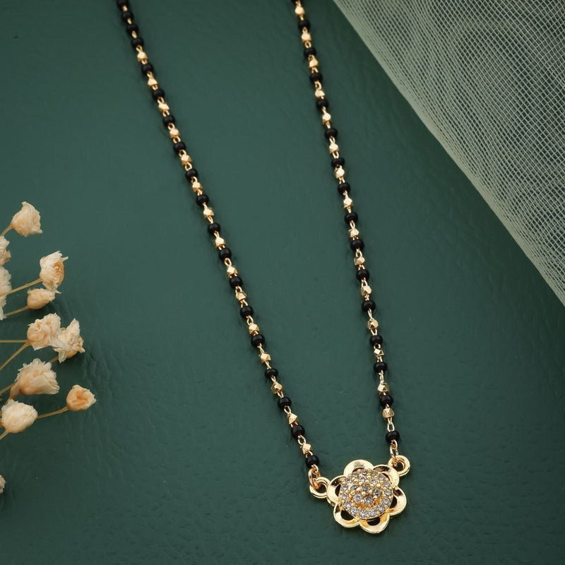 gold-plated mangalsutra featuring a floral pendant