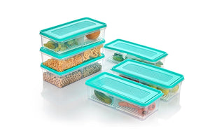 1. 2 Partition Fridge Organizer with Removable Drain Plate and Lid