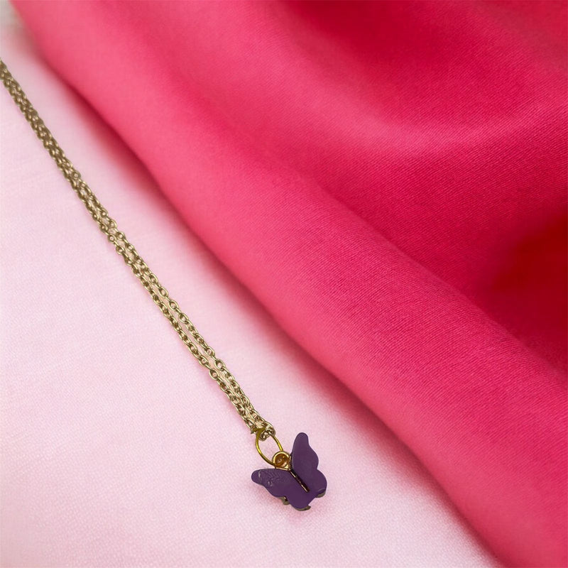 Purple Lainey Violet Butterfly Necklace