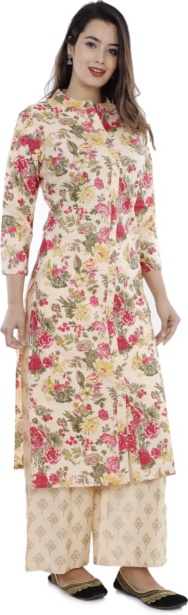 Pure Cotton Kurti for Women (Cream, S)Pure Cotton Kurti for Women (Cream, S) – Comfortable Casual, Office & Summer Wear Ethnic Kurta