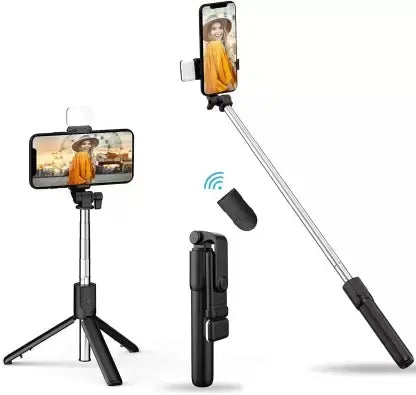 Selfie Stick Bluetooth Selfie Stick with Tripod Stand & Remote for Smartphones.Portable Bluetooth Selfie Stick Tripod for Mobile Phones | Adjustable & Foldable