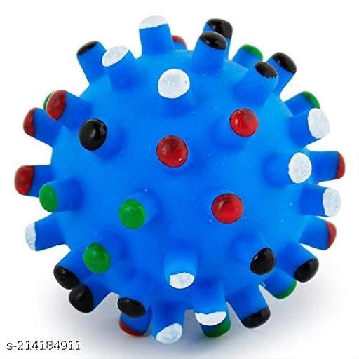 Teeth Cleaning Chewing Squeaky Ball for Pet (Blue)Teeth Cleaning Chewing Squeaky Ball for Pet (Blue) | Dental Chew Toy with Sound | Durable Rubber Chewing Ball for Dogs