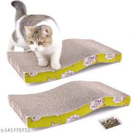 Scratcher Board with a Curved Wave Design for Pet (Multicolor, Pack of 2)Scratcher Board with Curved Wave Design for Pets (Pack of 2) | Durable Cat Scratching Board (Multicolor)