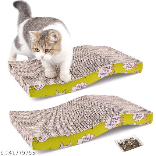Scratcher Board with a Curved Wave Design for Pet (Multicolor, Pack of 2)Scratcher Board with Curved Wave Design for Pets (Pack of 2) | Durable Cat Scratching Board (Multicolor)