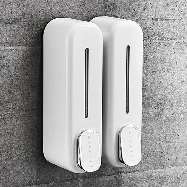 Wall Mount Hand Liquid Shampoo Shower Gel Dispenser for Hotel Bathroom White.Wall Mounted Bathroom Accessory