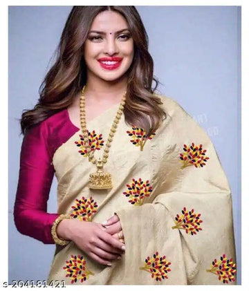 Off White Jacquard Saree with Blouse Piece (6.3 m) Elegant Traditional Wear for Women