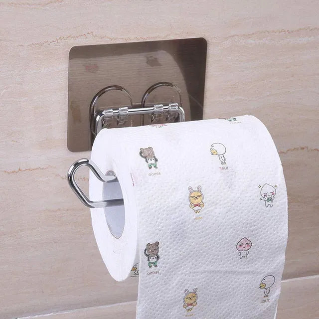 Stainless Steel Wall Mount Toilet Paper Holder – Self Adhesive Tissue Roll Stand for Bathroom.