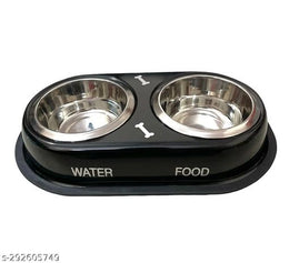 Stainless Steel 2 in 1 Feeding Bowl for Pet (Multicolor)Stainless Steel 2 in 1 Pet Feeding Bowl – Durable Double Food & Water Dish for Dogs & Cats