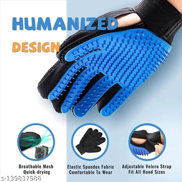 Five Finger Pet Hair Remover Deshedding Gloves (Multicolor)