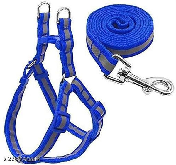 Fabric Harness with 5 Feet Leash for Dog (Multicolor, 0.75 inches) (Set of 1)Fabric Dog Harness with 5 Feet Leash Multicolor 0.75 inch Adjustable Pet Walking Set