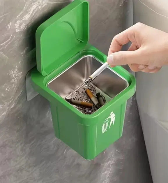 Stainless Steel Multipurpose Use Mini Dustbin & Ashtray.Stainless Steel Multipurpose Mini Dustbin & Ashtray – Compact Tabletop Trash & Cigarette Ash Holder
