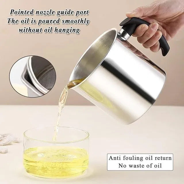 Stainless Steel Oil Pot With Filter & Lid.Stainless Steel Oil Pot with Filter & Lid – Kitchen Grease Strainer Container for Cooking Oil Storage