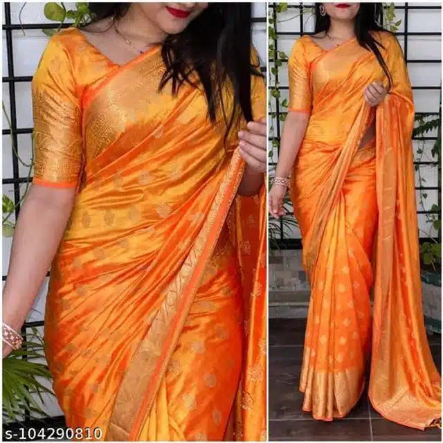 Jacquard Saree For Women (Brown, 6.3m)Brown Jacquard Saree with Blouse Piece (6.3 m) Elegant Traditional Wear for Women