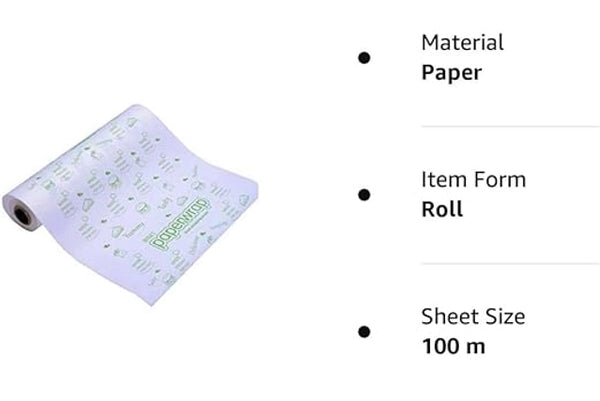 Food Wrapping Butter Paper Roll (500 g)Food Wrapping Butter Paper Roll 500g | Oil Proof Non-Stick Baking & Food Packing Paper | Heat Resistant Food Grade Paper
