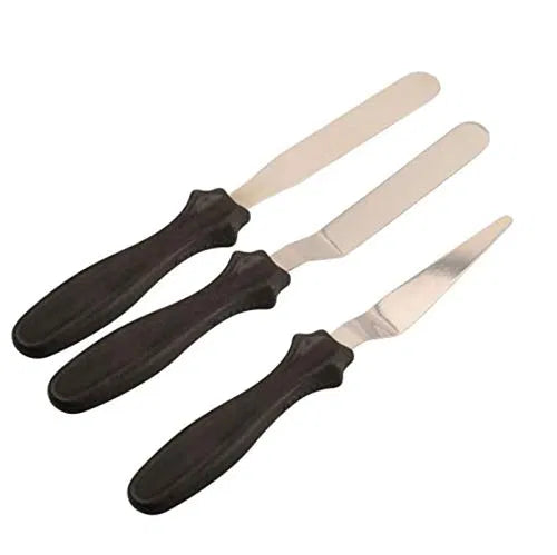 Multi Function Stainless Steel Spatula Palette Knife for Cake Icing, Mixing, Baking Knife -3-Pieces Set - Random Color.