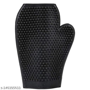 Rubber Bathing Glove for Pet (Black)Rubber Bathing Glove For Pet (Black) | Deshedding & Massage Grooming Glove For Dogs & Cats