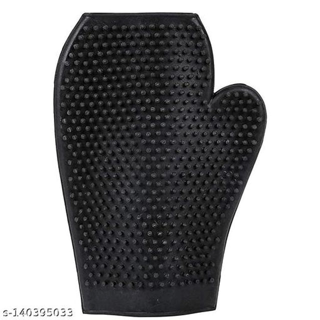 Rubber Bathing Glove for Pet (Black)Rubber Bathing Glove For Pet (Black) | Deshedding & Massage Grooming Glove For Dogs & Cats