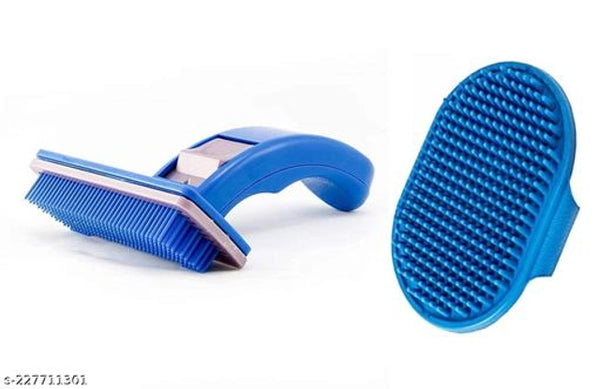 ABS Plastic Slicker Brush with Massage Brush for Pet (Multicolor, Set of 2)ABS Plastic Slicker Brush With Massage Brush For Dogs & Cats (Multicolor, Set Of 2) | Professional Pet Grooming Combo