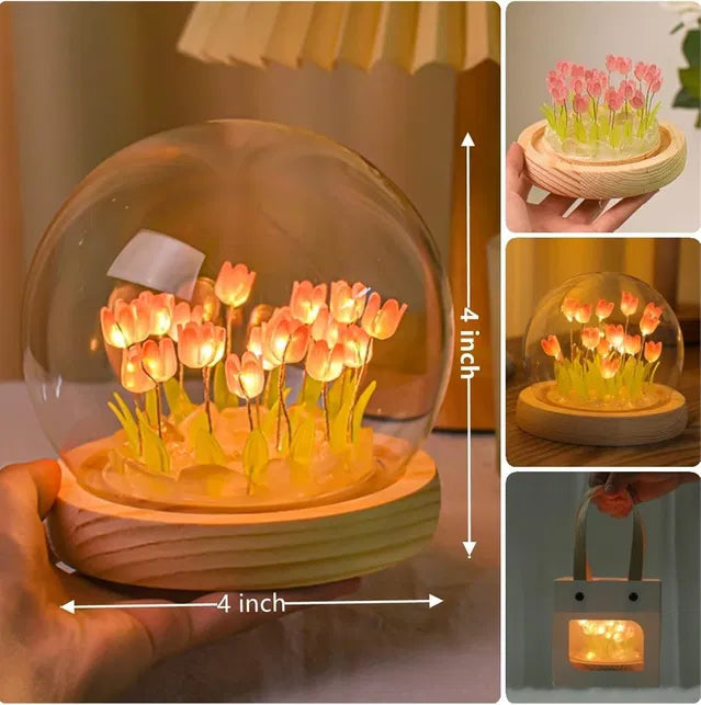 Round Tulip Light.Round Tulip LED Night Lamp – Soft Decorative Flower Light for Bedroom & Home Decor