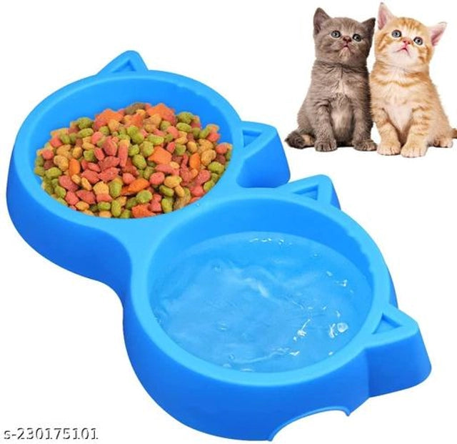 Plastic Double Feeding Bowls for Cat & Dog (Multicolor, S)Plastic Double Feeding Bowls for Cat & Dog Multicolor (Size S) | Dual Food & Water Bowl | Lightweight Pet Feeding Dish