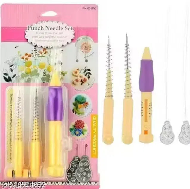 Embroidery Punch Needle Pen Set | 3 Sizes Punch Needles for Knitting, Crochet & Felting | DIY Wool Rug Making, Fabric Art & Handcraft Supplies for Beginners & Professionals