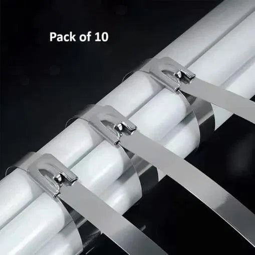 Stainless Steel Cable Lock Ties (Pack of 10) | Heavy Duty Metal Zip Ties for Industrial, Home, Office, Electrical & Outdoor Use | Rust-Resistant, Durable Fastening Solution