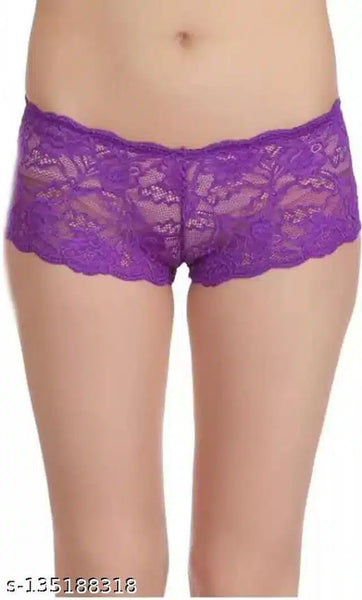 Net Briefs for Women (Purple, XL)Upgrade your innerwear collection with these stylish and breathable purple net briefs designed for everyday comfort and a flattering fit.