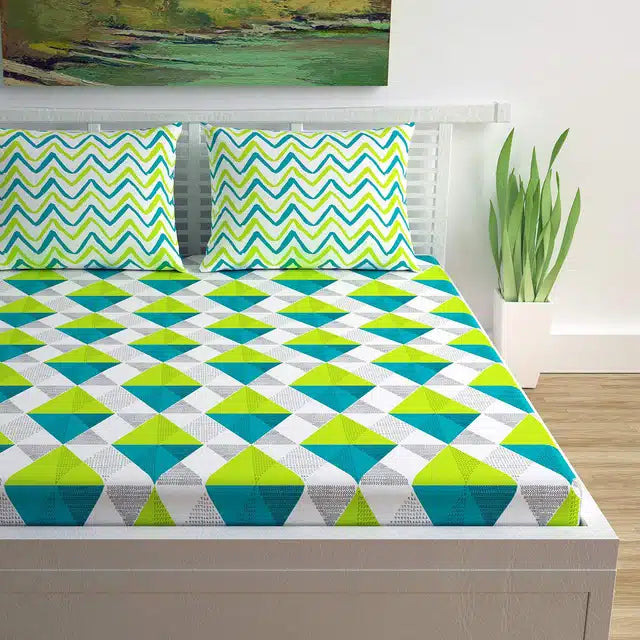 Microfibre Printed Double Bedsheet with 2 Pillow Covers (Green, 225x225 cm)Microfibre Printed Double Bedsheet with 2 Pillow Covers (Green, 225x225 cm) | Soft Breathable King Size Bed Sheet | Wrinkle & Fade Resistant