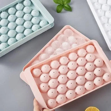 Plastic Reusable Flexible Round Ice Cube Trays.Flexible Ice Maker for Freezer & Cold Drinks.Easy Release Round Ice Mold for Home Use