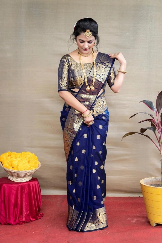 Banarasi Silk Woven Design Saree for Women (Purple, 6.3 m)Purple Banarasi Silk Woven Design Saree with Blouse Piece (6.3 m) Wedding & Festive Wear