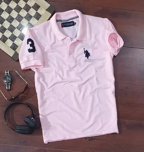 Half Sleeves Casual T-shirt for Men (Pink, XL)