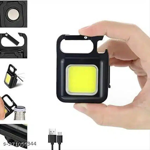 Plastic Keychain Type Rechargeable LED Flashlight (Black).Keychain Rechargeable LED Flashlight | Portable Mini Torch Light Black