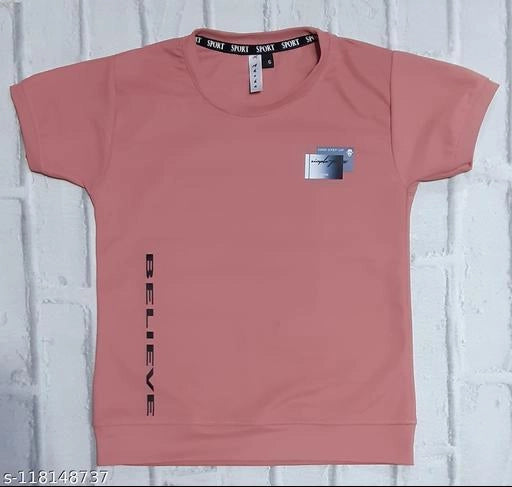 Cotton Blend Round Neck Printed T-Shirt for Boys (Peach, 3-4 Years).Soft cotton blend round neck printed T-shirt for boys aged 3–4 years. Lightweight, breathable, and comfortable for daily wear and playtime.
