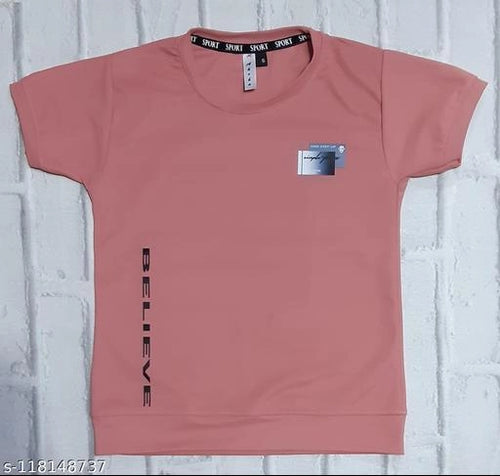 Cotton Blend Round Neck Printed T-Shirt for Boys (Peach, 3-4 Years).Soft cotton blend round neck printed T-shirt for boys aged 3–4 years. Lightweight, breathable, and comfortable for daily wear and playtime.